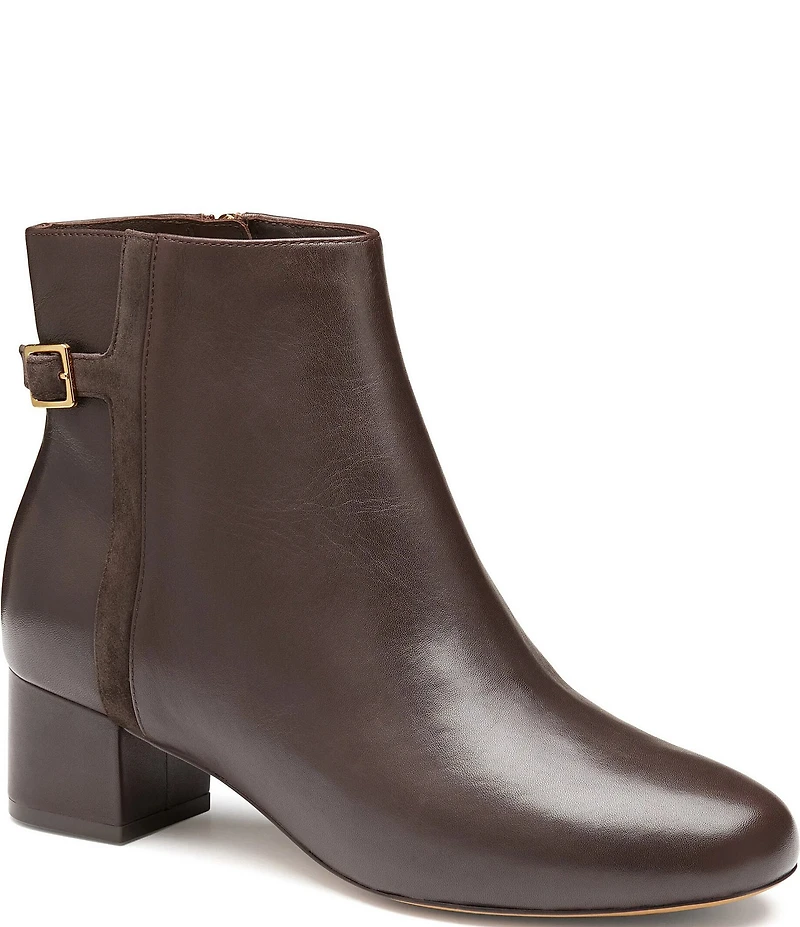 Johnston & Murphy Women's Sienna Leather Belt Strap Hardware Booties