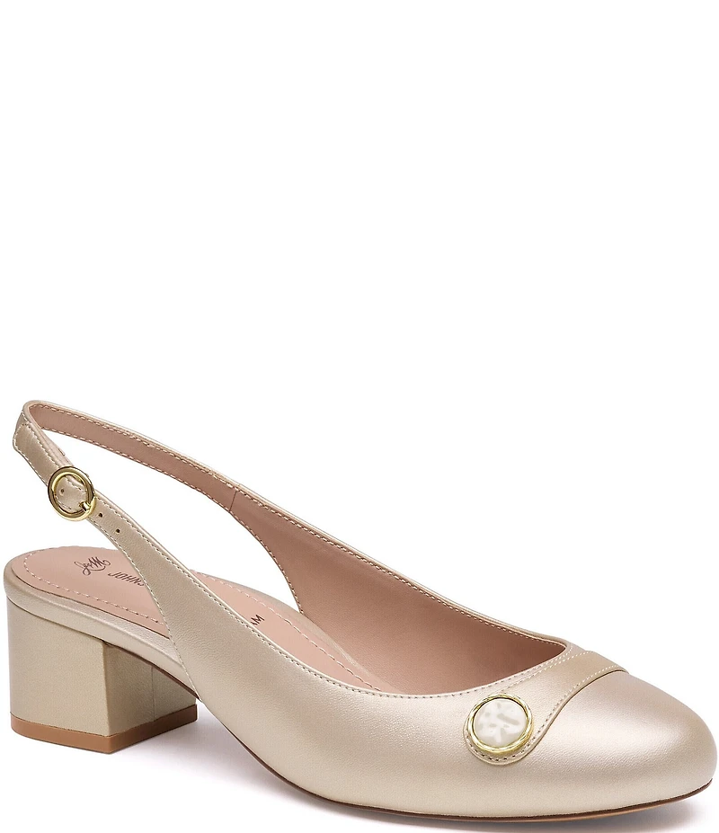 Johnston & Murphy Women's Sienna Leather Button Slingback Pumps