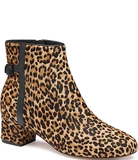 Johnston & Murphy Women's Sienna Leopard Print Calf Hair Belt Hardware Booties