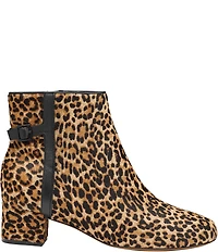 Johnston & Murphy Women's Sienna Leopard Print Calf Hair Belt Hardware Booties