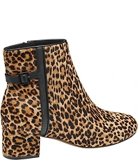 Johnston & Murphy Women's Sienna Leopard Print Calf Hair Belt Hardware Booties