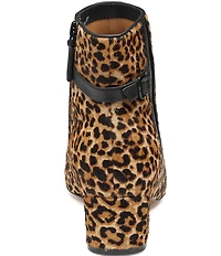Johnston & Murphy Women's Sienna Leopard Print Calf Hair Belt Hardware Booties