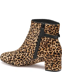 Johnston & Murphy Women's Sienna Leopard Print Calf Hair Belt Hardware Booties