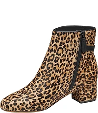 Johnston & Murphy Women's Sienna Leopard Print Calf Hair Belt Hardware Booties