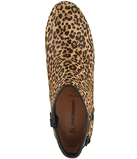 Johnston & Murphy Women's Sienna Leopard Print Calf Hair Belt Hardware Booties