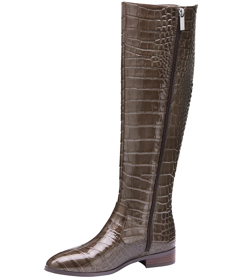 Johnston & Murphy Women's Tinsley Croco Embossed Patent Leather Tall Riding Boots