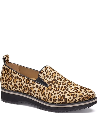 Johnston & Murphy Women's Ulyssa Leopard Print Calf Hair Platform Loafers