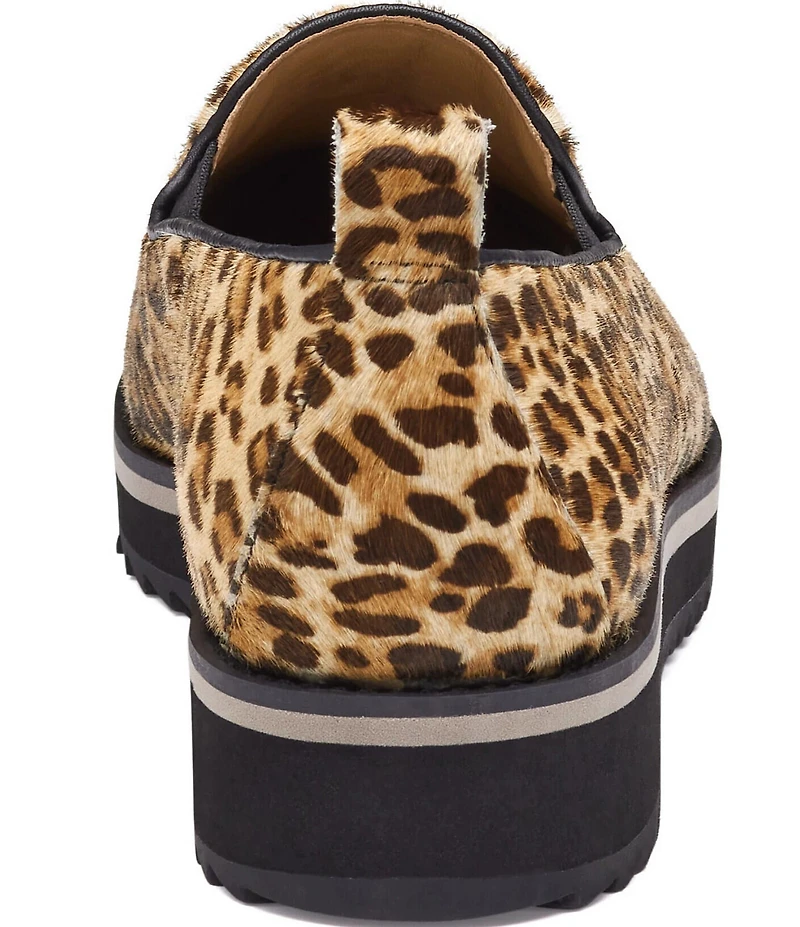 Johnston & Murphy Women's Ulyssa Leopard Print Calf Hair Platform Loafers
