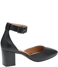 Johnston & Murphy Vicki Leather Ankle Strap Block Heel Pumps