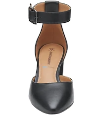 Johnston & Murphy Vicki Leather Ankle Strap Block Heel Pumps