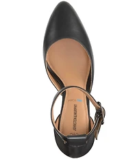 Johnston & Murphy Vicki Leather Ankle Strap Block Heel Pumps