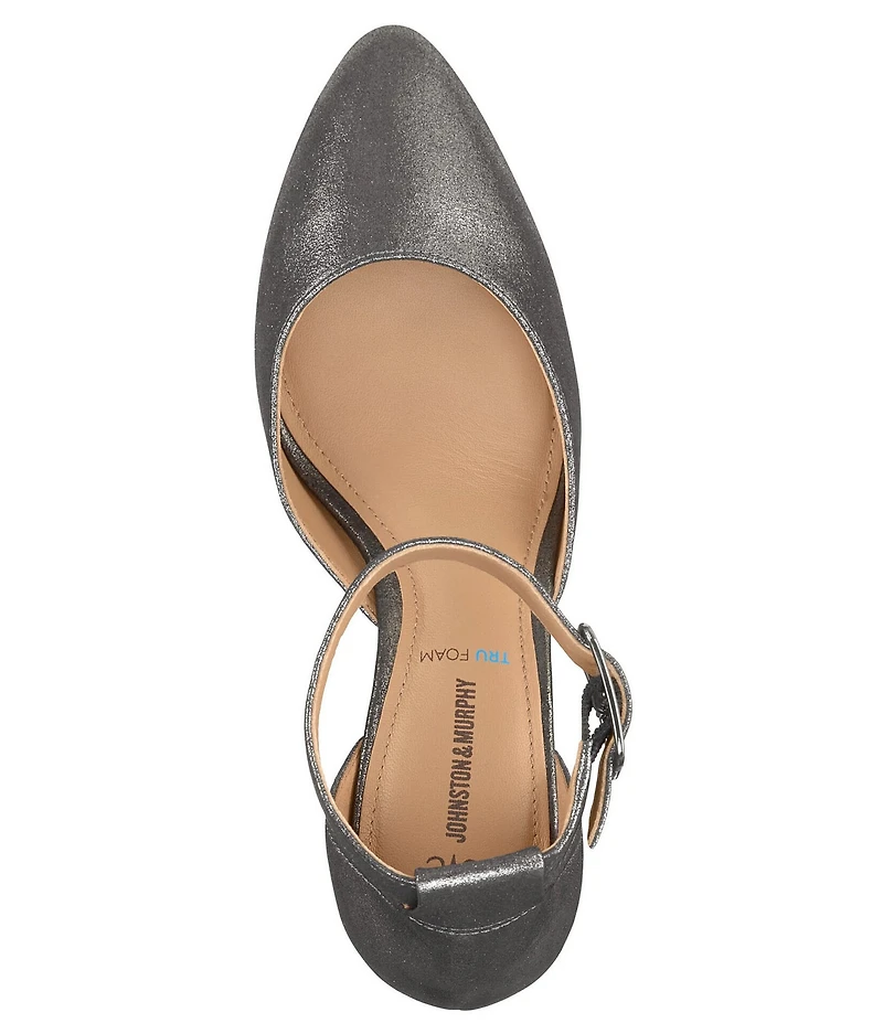 Johnston & Murphy Vicki Leather Ankle Strap Block Heel Pumps