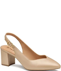 Johnston & Murphy Vicki Leather Slingback Block Heel Pumps
