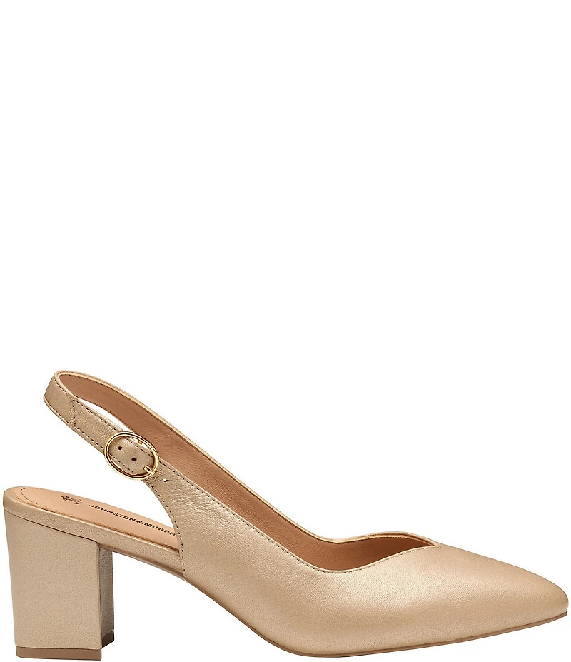 Johnston & Murphy Vicki Leather Slingback Block Heel Pumps