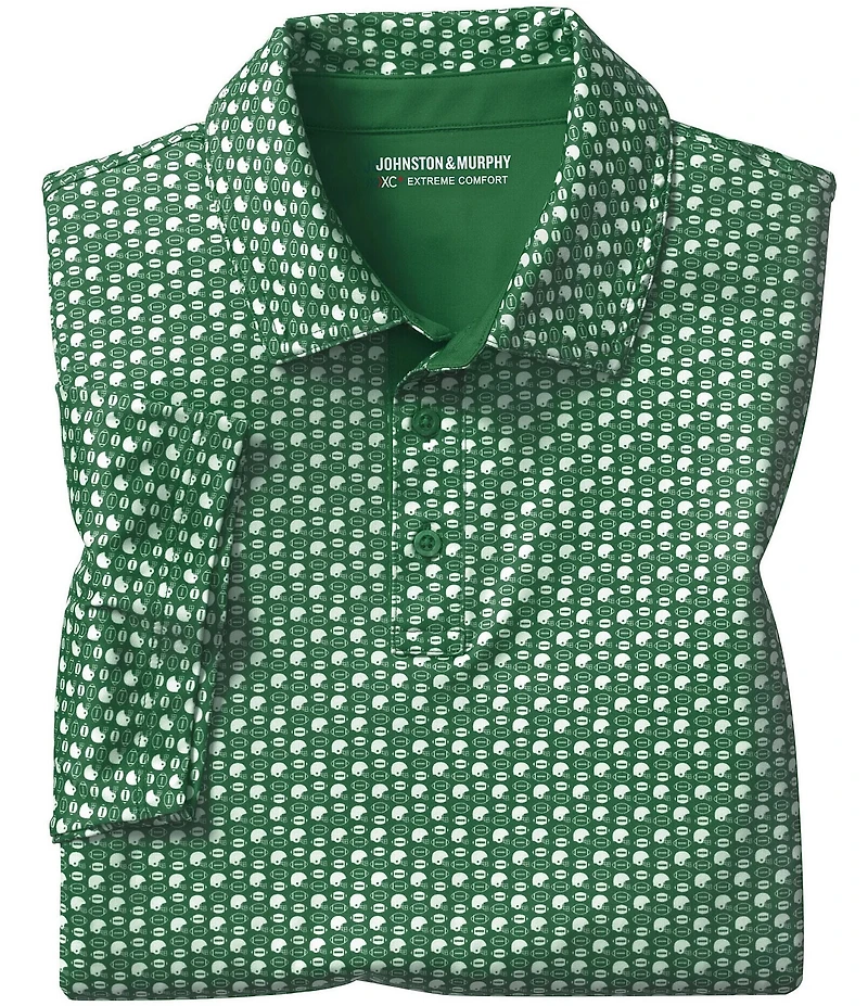 Johnston & Murphy XC Helmet And Football Print Short Sleeve Polo Shirt
