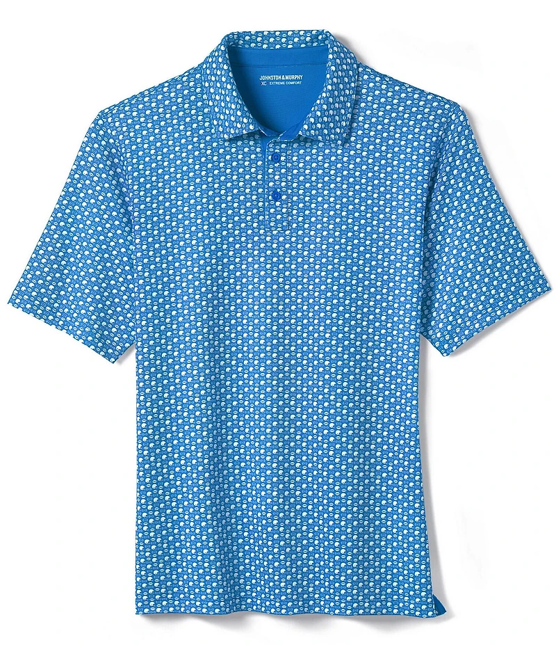 Johnston & Murphy XC Helmet And Football Print Short Sleeve Polo Shirt