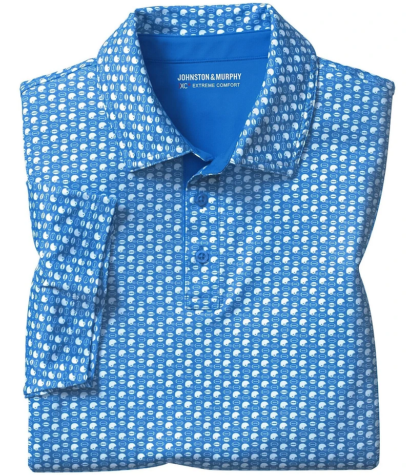 Johnston & Murphy XC Helmet And Football Print Short Sleeve Polo Shirt