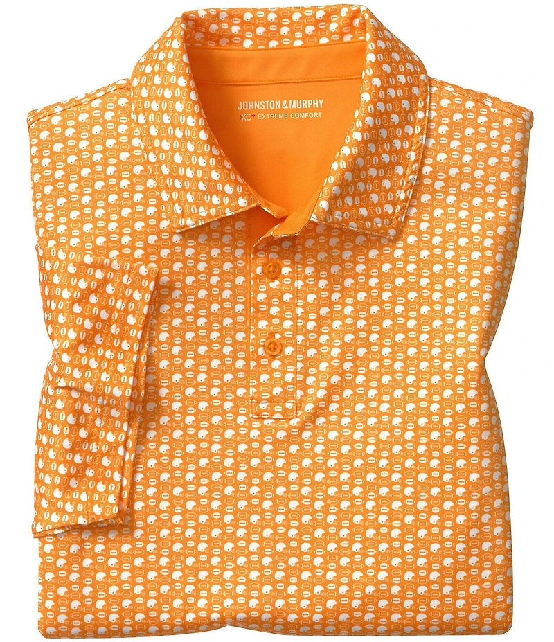 Johnston & Murphy XC Helmet And Football Print Short Sleeve Polo Shirt