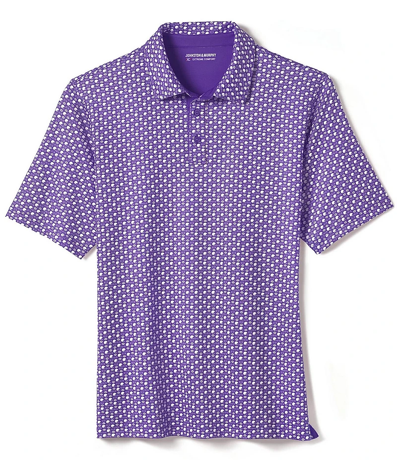 Johnston & Murphy XC Helmet And Football Print Short Sleeve Polo Shirt