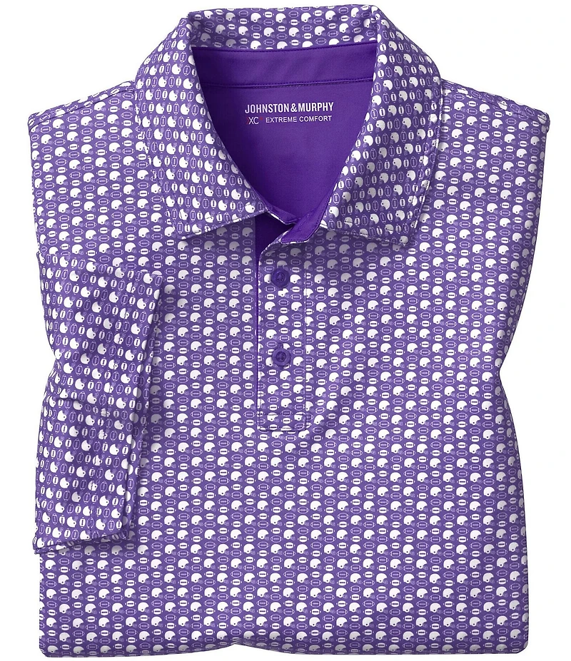 Johnston & Murphy XC Helmet And Football Print Short Sleeve Polo Shirt