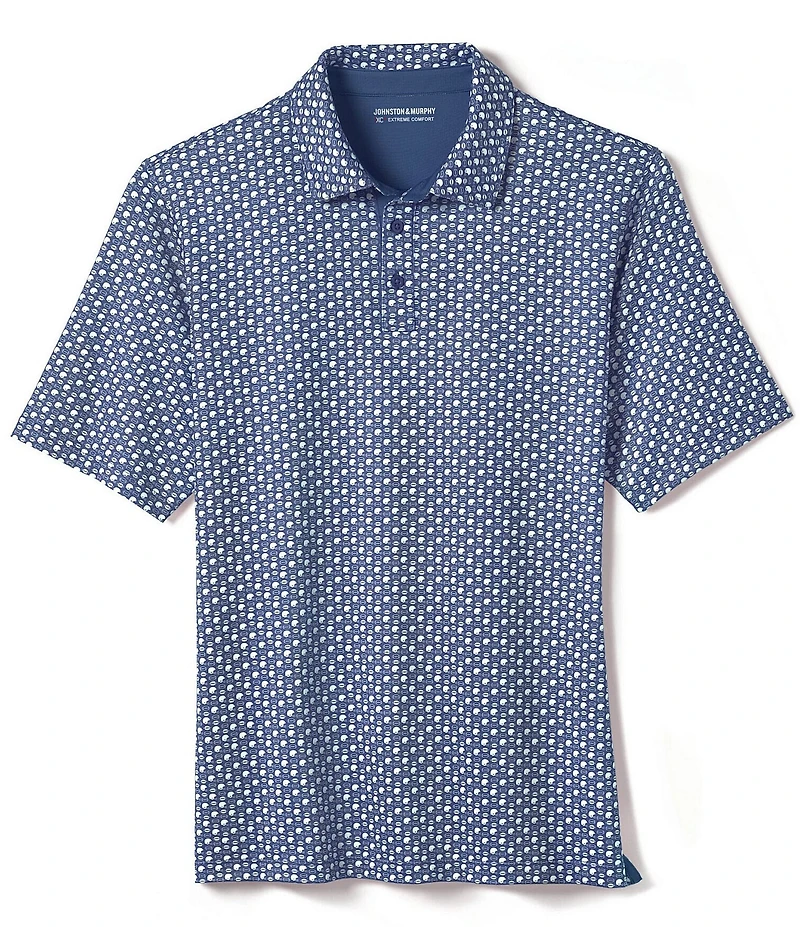 Johnston & Murphy XC Helmet And Football Print Short Sleeve Polo Shirt