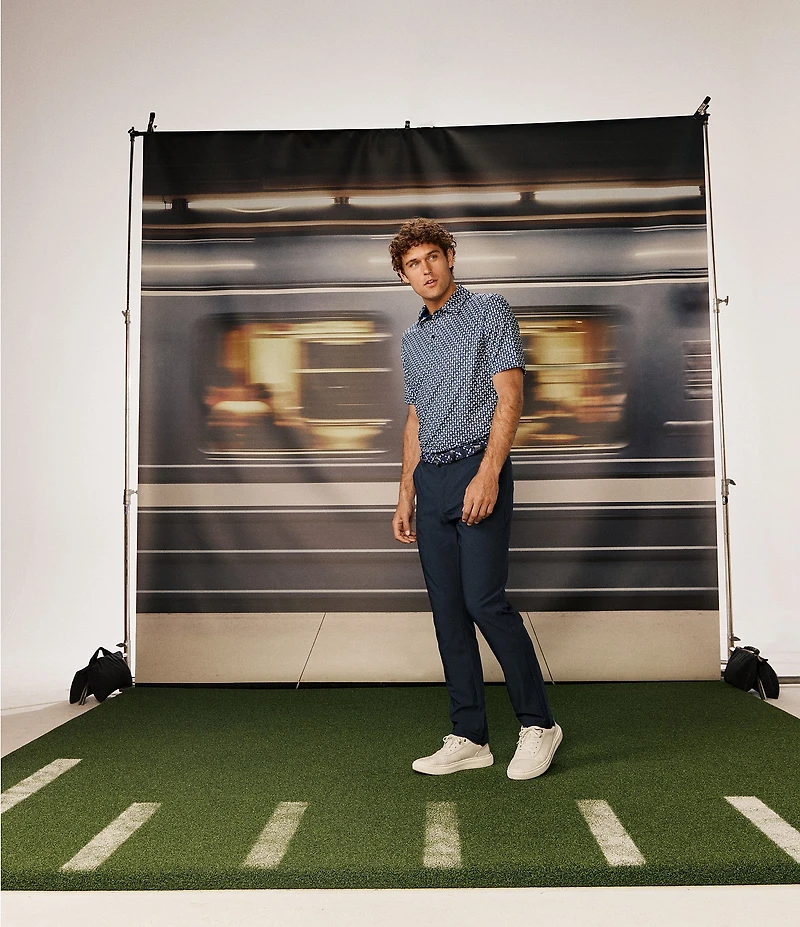 Johnston & Murphy XC Helmet And Football Print Short Sleeve Polo Shirt