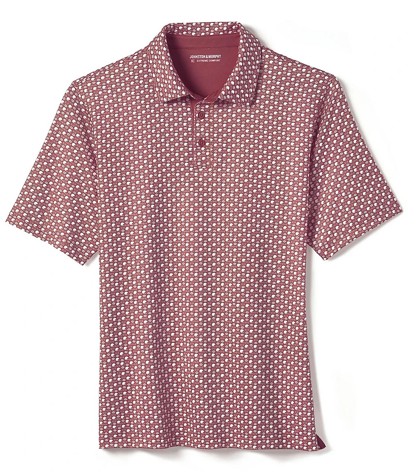 Johnston & Murphy XC Helmet And Football Print Short Sleeve Polo Shirt