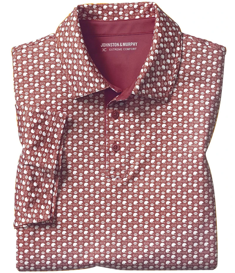 Johnston & Murphy XC Helmet And Football Print Short Sleeve Polo Shirt