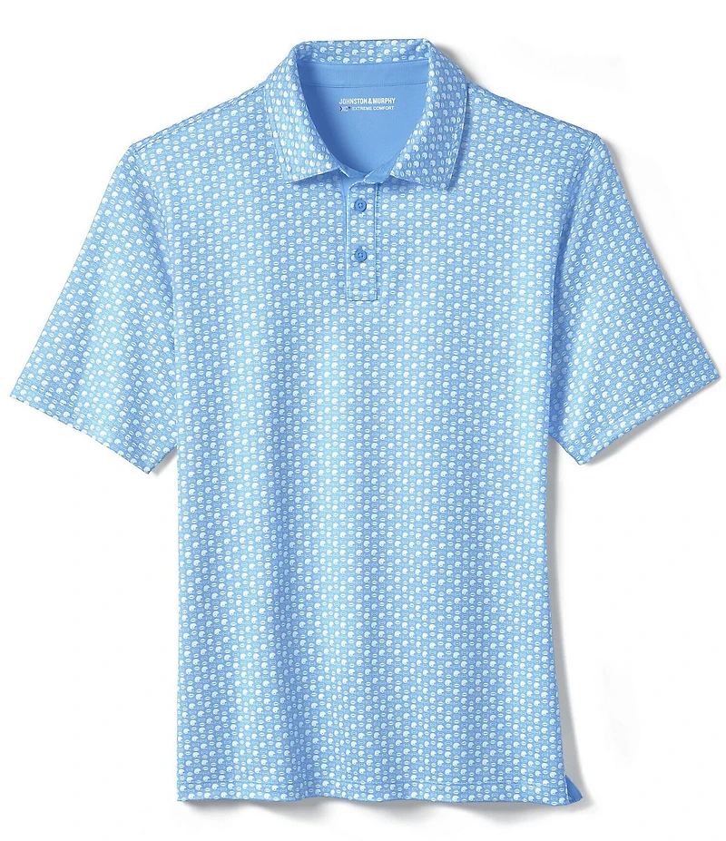 Johnston & Murphy XC Helmet And Football Print Short Sleeve Polo Shirt