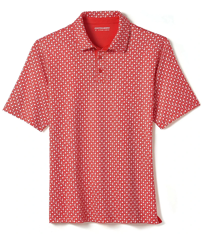 Johnston & Murphy XC Helmet And Football Print Short Sleeve Polo Shirt