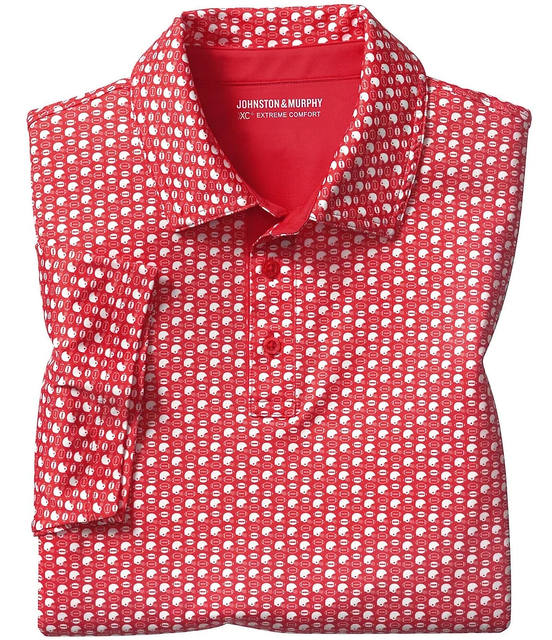 Johnston & Murphy XC Helmet And Football Print Short Sleeve Polo Shirt