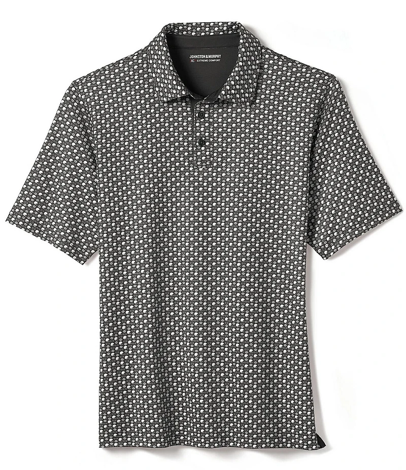 Johnston & Murphy XC Helmet And Football Print Short Sleeve Polo Shirt