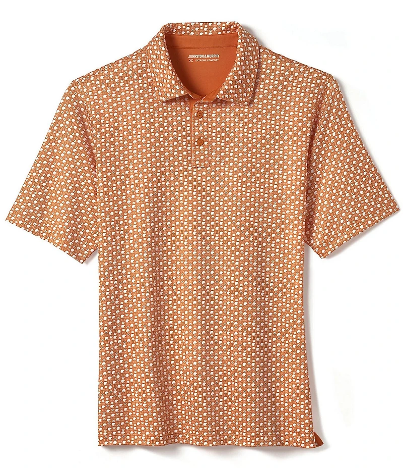 Johnston & Murphy XC Helmet And Football Print Short Sleeve Polo Shirt