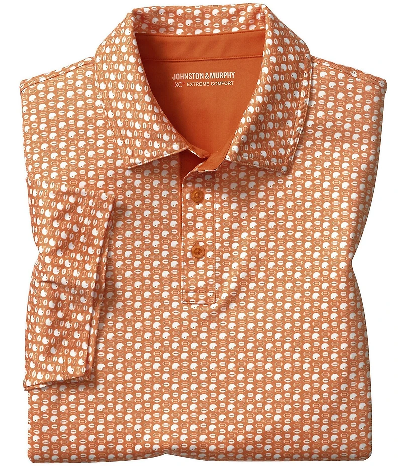 Johnston & Murphy XC Helmet And Football Print Short Sleeve Polo Shirt