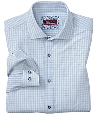 Johnston & Murphy XC4 Grid Print Long Sleeve Woven Shirt