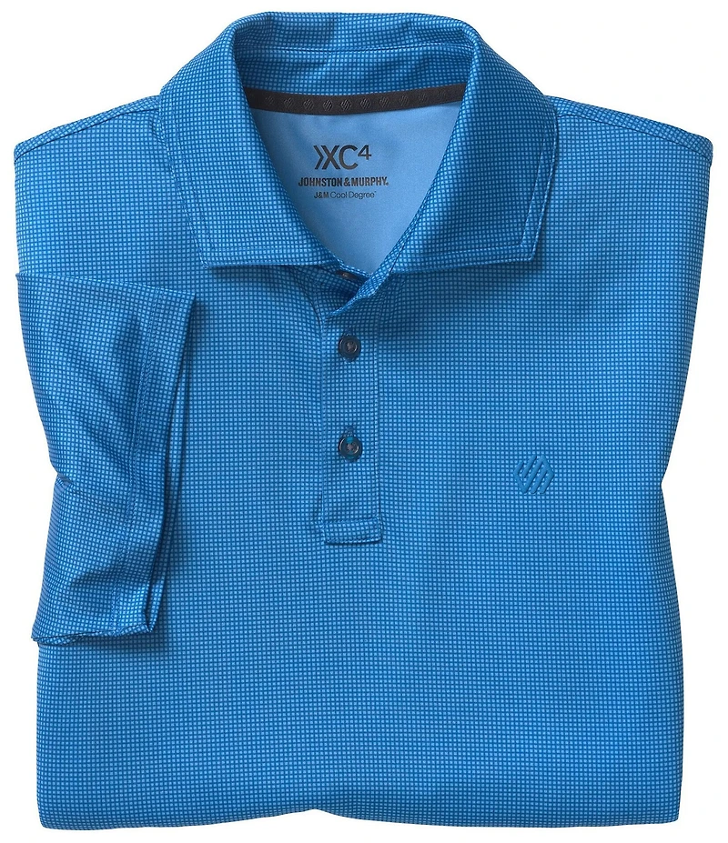 Johnston & Murphy XC4 Performance Stretch Cool Degree Mini Gingham Short Sleeve Polo Shirt