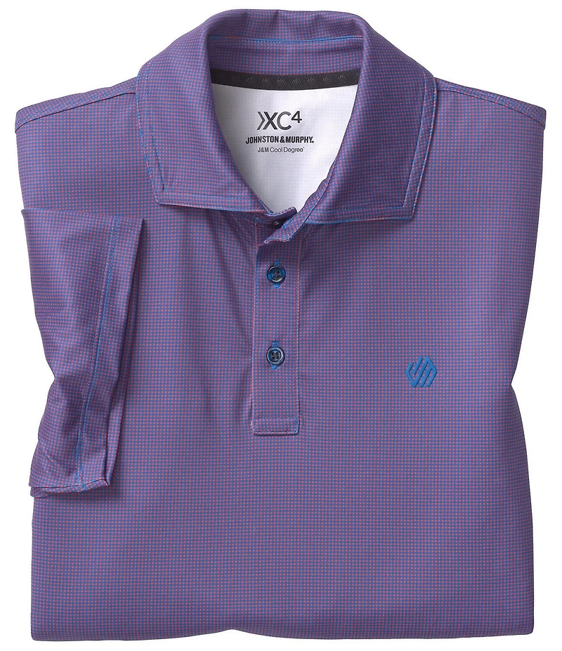 Johnston & Murphy XC4 Performance Stretch Cool Degree Mini Gingham Short Sleeve Polo Shirt