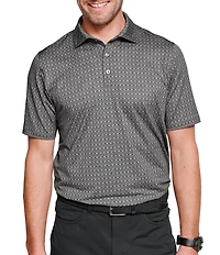 Johnston & Murphy XC4 Performance Stretch Cool Degree Tonal Geo Print Short Sleeve Polo Shirt