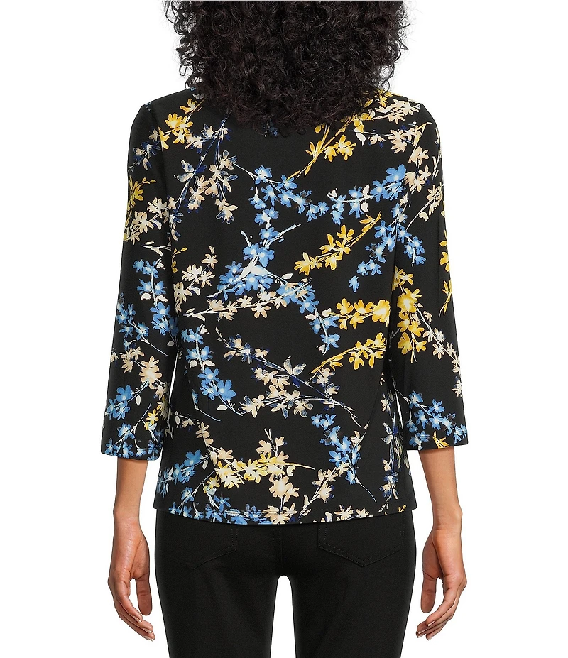 Jones New York 3/4 Sleeve Keyhole V-Neck Top