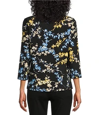 Jones New York 3/4 Sleeve Keyhole V-Neck Top