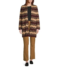 Jones New York Chevron Belted Long Sleeve Cardigan
