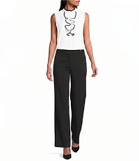 Jones New York Contrast Piping Ruffle Front Sleeveless Blouse