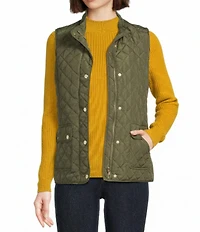 Jones New York Contrast Piping Zip Front Vest