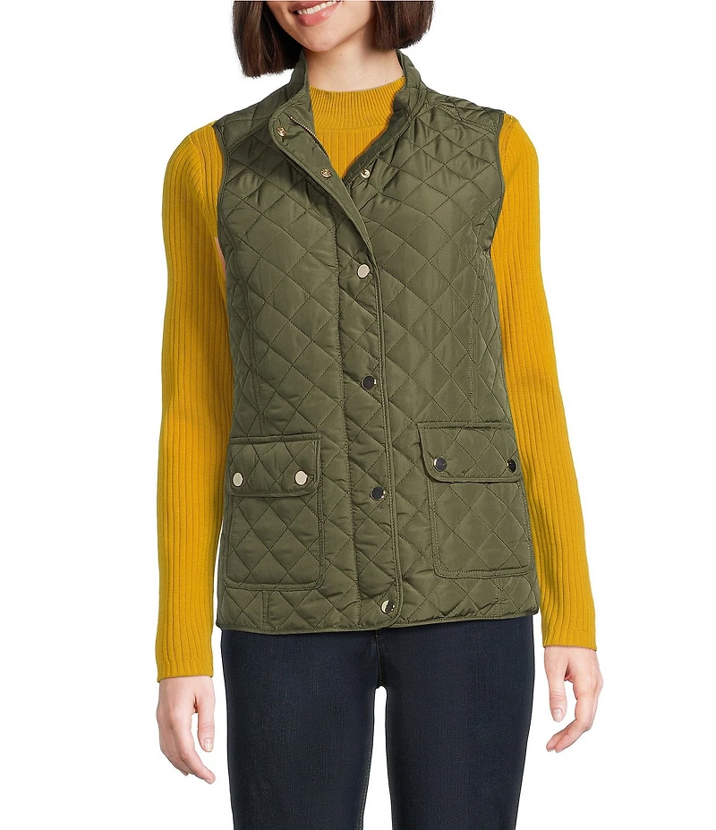 Jones New York Contrast Piping Zip Front Vest
