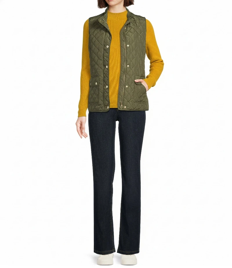 Jones New York Contrast Piping Zip Front Vest