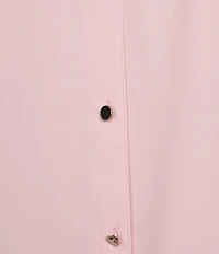 Jones New York Crepe Point Collar Roll Tab Button Front Top