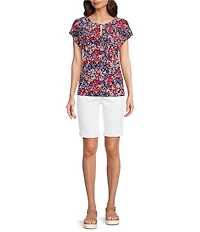 Jones New York Double Keyhole Cap Sleeve Top
