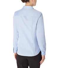 Jones New York Point Collar Long Sleeve Button Front Cotton Shirt