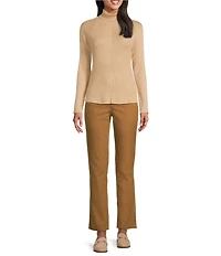 Jones New York Engineered Ribbed Knit Turtleneck Long Sleeve Top