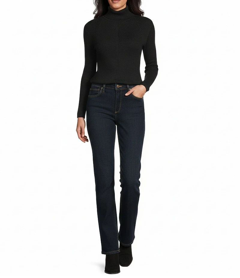 Jones New York Engineered Ribbed Knit Turtleneck Long Sleeve Top